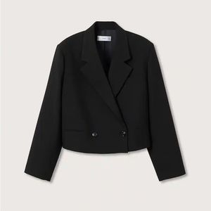 Mango double breasted cropped blazer in black- Xs- BNWT